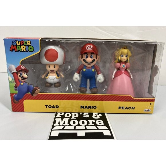 Nintendo Super Mario Toad, Mario, and Peach Action Figure Set 3 Pack Brand New - Picture 2 of 16